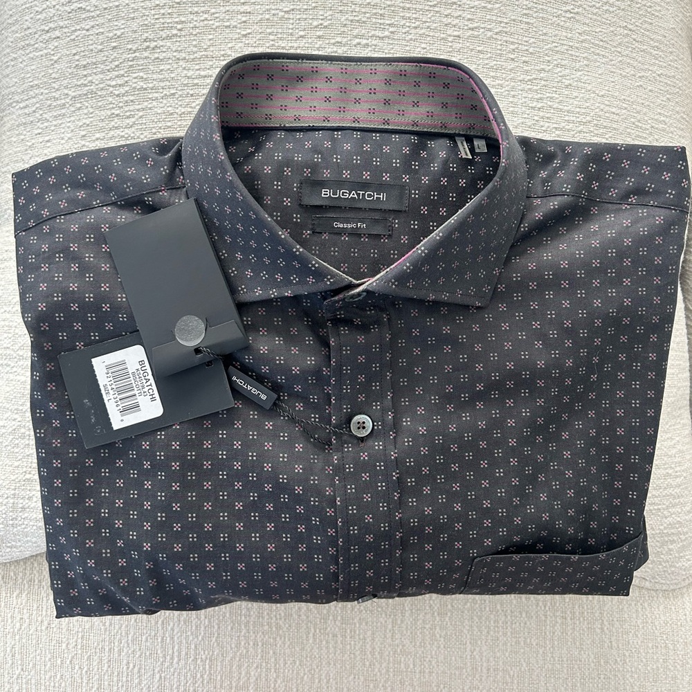 Bugatchi Men’s Square Biscotti Long Sleeve Classic Fit